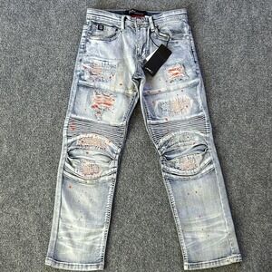 Switch Remarkable Boy Distressed Moto Jeans Paint Splatter Biker Denim Sz 10 NWT